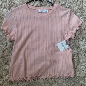 Light Pink Crop Top with ruffled edges